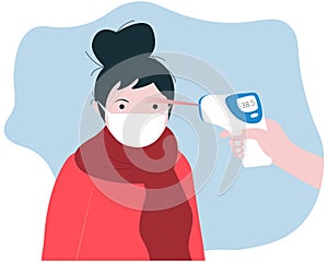 Body temperature check with thermal scanner