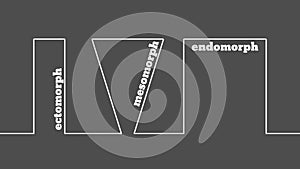 Body types icons set. Ectomorph, mesomorph and endomorph.