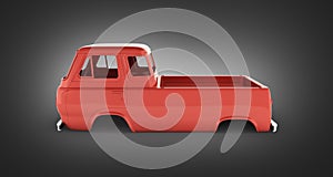 Body van with no wheel isolated on black gradient background 3d