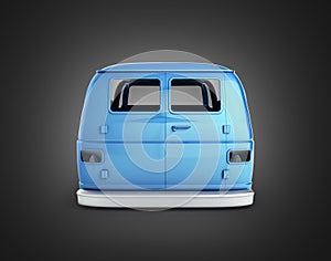 Body van with no wheel isolated on black gradient background 3d back view