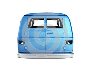 Body van with no wheel isolated on white background 3d back view without shadow