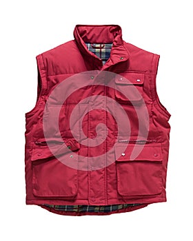 body warmer gilet vest jacket red isolated on white background