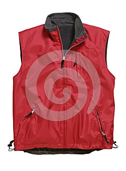 body warmer vest red isolated on white background photo