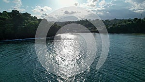 a body of water in a jungle area under cloudy skies, Sao Tome, Africa