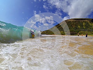 Bodyboarding Sandy Beach Hawaii