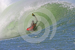 Bodyboarding the Tube of a Wave in Hawaii