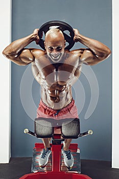 Bodybuilder athletic man workout muscles exercise