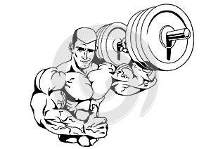 Bodybuilder and barbell