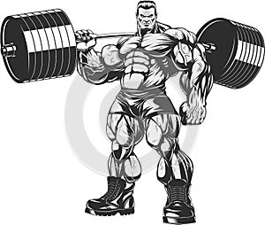 Bodybuilder with barbell