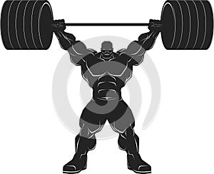 Bodybuilder with a barbell photo