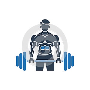 Bodybuilder Barbell Lift Icon