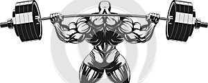 Bodybuilder with barbell n photo