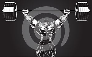 Bodybuilder with a barbell photo