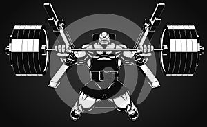 Bodybuilder with a barbell photo