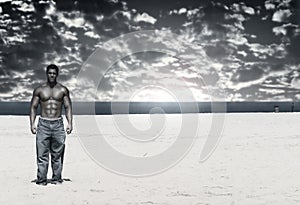 Bodybuilder on Beach