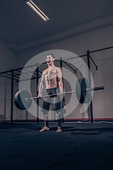 Bodybuilder deadlift, shouting screaming, weights bar barbell, d