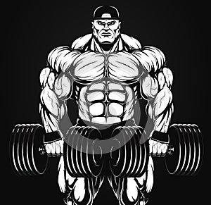 Bodybuilder with dumbbell