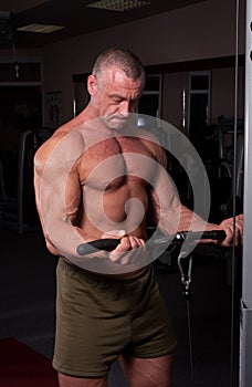 Bodybuilder exercising