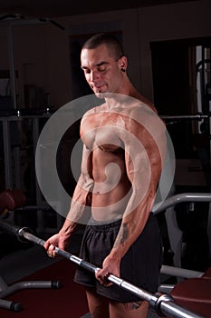 Bodybuilder exercising