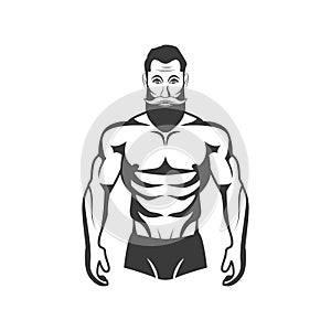Bodybuilder Fitness Model Illustration. Aesthetic body