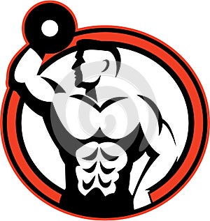 Bodybuilder Lifting Dumbbell Retro