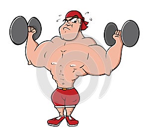 Bodybuilder lifting weights