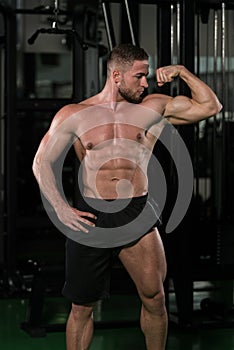 Bodybuilder Man Posing In The Gym
