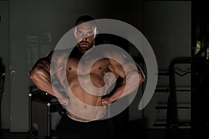 Bodybuilder Man Posing In The Gym