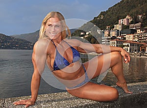 Bodybuilder Maria Mikola Poses at Lake Como