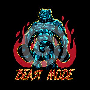 Bodybuilder Pitbull Gym Beast Mode