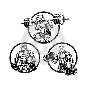 Bodybuilder Pitbull Gym Graphic Set