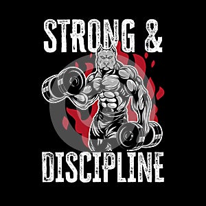 Bodybuilder Pitbull Gym Strong and Discipline