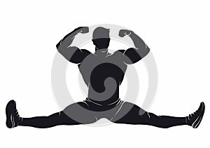 Bodybuilder sitting in the splits