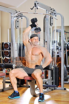 Bodybuilder training in a gym