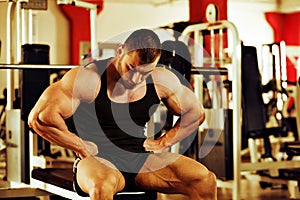 Bodybuilder training gym