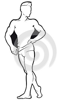 Bodybuilder. Vector contour