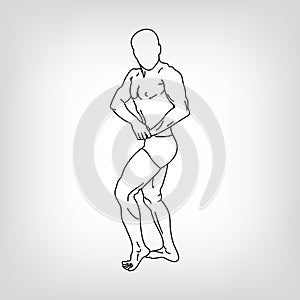 Bodybuilder. Vector silhouette against white background