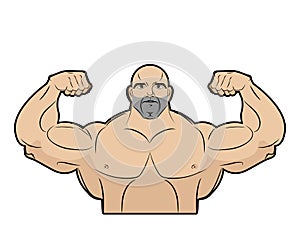 Bodybuilder on a white background. Athlete with big muscles. Big