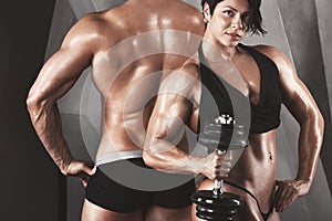 Bodybuilders. Fitness couple.