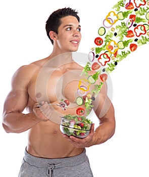 Bodybuilding bodybuilder healthy eating food flying salad body b