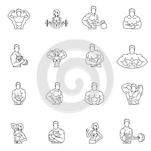 Bodybuilding fitness gym icons