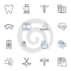 Bodybuilding line icons collection. Strength, Muscles, Gym, Protein, Reps, Fitness, Power vector and linear illustration
