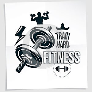 Bodybuilding motivation vector poster created with disc weight d