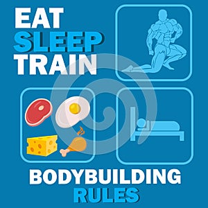 Bodybuilding rules concept, vector illustration