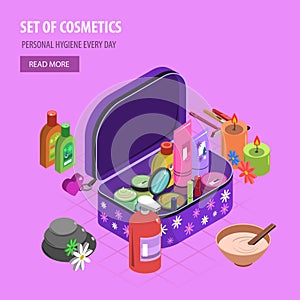 Bodycare Bag Isometric vector design illustration