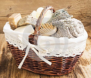 Bodycare Products in a Wicker Basket