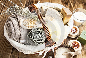 Bodycare Products in a Wicker Basket photo