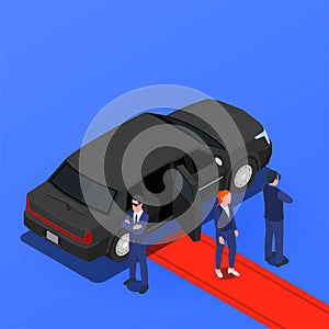 Bodyguards Celebrity Security Isometric Background