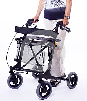 Bodypart of senior woman with modern walker