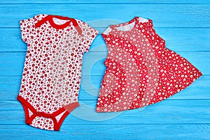 Bodysuit and dress for baby girl.
